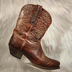 Tony Lama Women's Brown Leather Cowgirl Boots VF 6028 Sz 8 B Western Square Toe